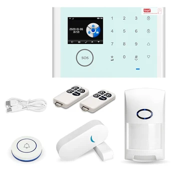 

Tuya GSM WiFi Security Alarm System 43Hz Home and Business Burglar Alarm Press Keyboard 9 Languages Compatible Alexa