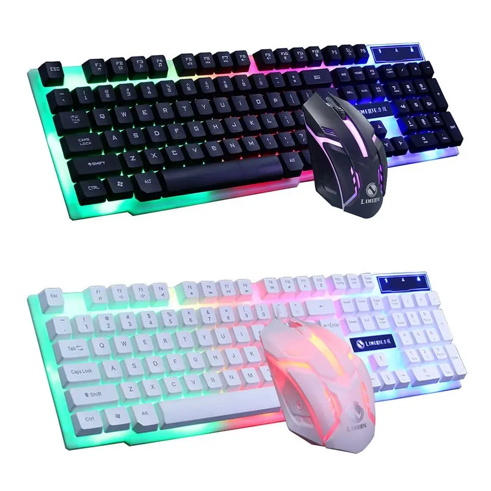 Mouse e Teclado de Arco-íris com Iluminação Usb com Fio para Jogos de Teclado Conjunto Colorida Retroiluminada Led - Imagem 3