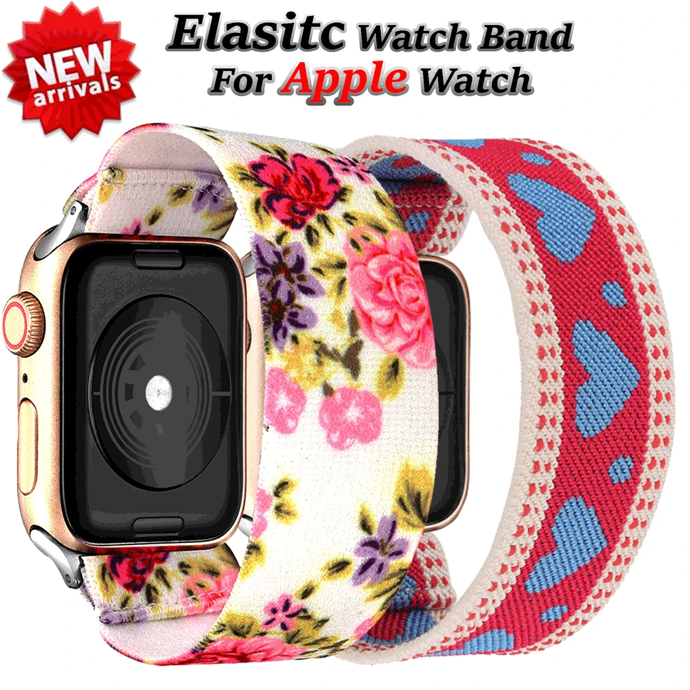 Elastic Nylon Watch Band for Apple 42mm 44mm Bohemia Solo Loop Straps IWatch 6 SE 5/4/3 2 38MM 40MM Breathable | Наручные часы
