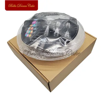 

With Gift Box 6-Tiers Macaron Display Stand Cupcake Tower Rack Cake Stand PVC Tray For Wedding Birthday Cake Decorating Tools