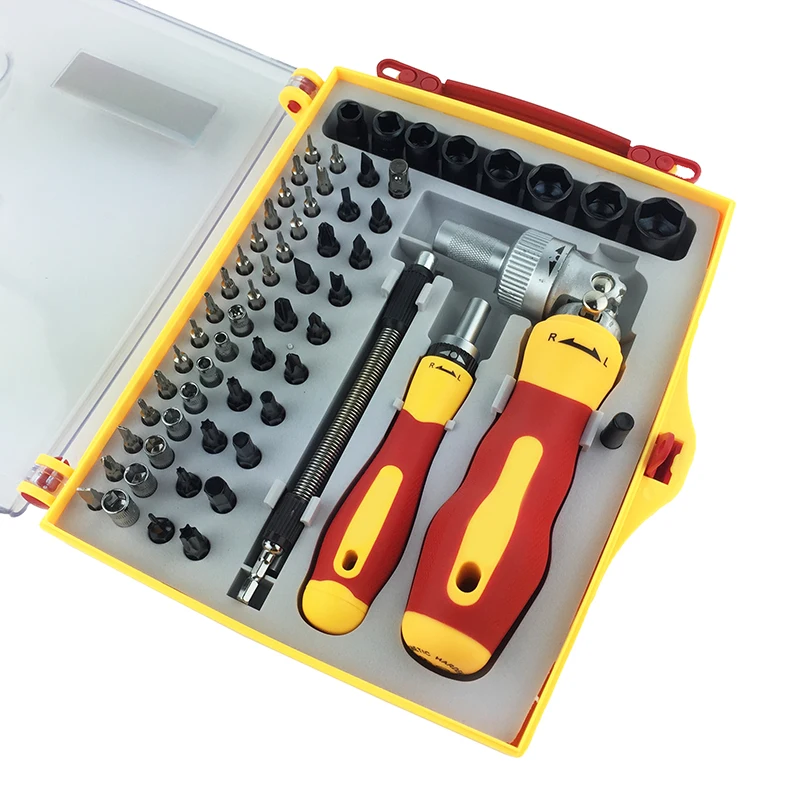 

PARON 62 In 1 Dual Drive Ratchet Tools Screwdriver Set Bits Screws Angle Magnetic Tool Bar Shanks Electronic PC Device Repair