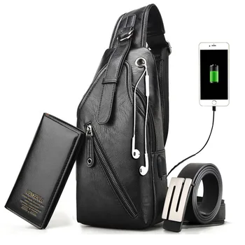 

Men's Messenger Bag 2018 New Style USB Charging Outdoor Chest Bag Chest Close-fitting Shoulder Bag over-the-Shoulder Bag