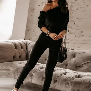 

Velour Turtleneck Women's Set 2 Piece Sets Autumn Single Breasted Pullovers Female Suit Elastic Waist Sport Pants Ladies Suits