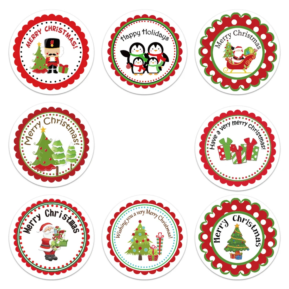 100-500pcs 6 Designs 1 Inch Christmas Theme Seal Labels Stickers For DIY Gift Baking Package Envelope Stationery Decoration