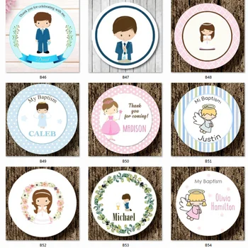 

100 Pcs, 3-7CM, Custom Personalized, Boy, Girl First Communion Stickers, First Holy Communion Favor Labels, Baptism，Baby Shower