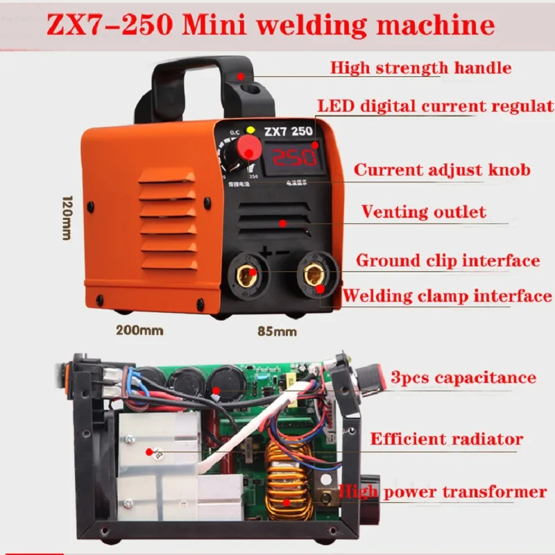 Аппарат для дуговой сварки zx7 220 В IGBT MMA 250 ампер домашнего пользования