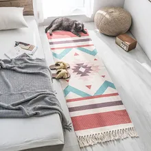 Богемский тканный ковер, прикроватный коврик с кисточками, геометрический Коврик, хлопок, лен, ковры для гостиной, домашний декор, 60x180 см