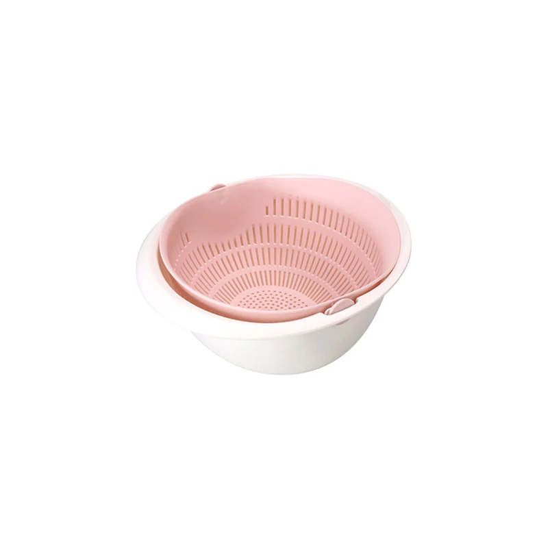 Pink Миска для мытья риса дуршлаг корзины кухонный ситечко лапша овощи фрукты двойной дренаж корзина для хранения кухня дренажная корзина - Цвет: Pink