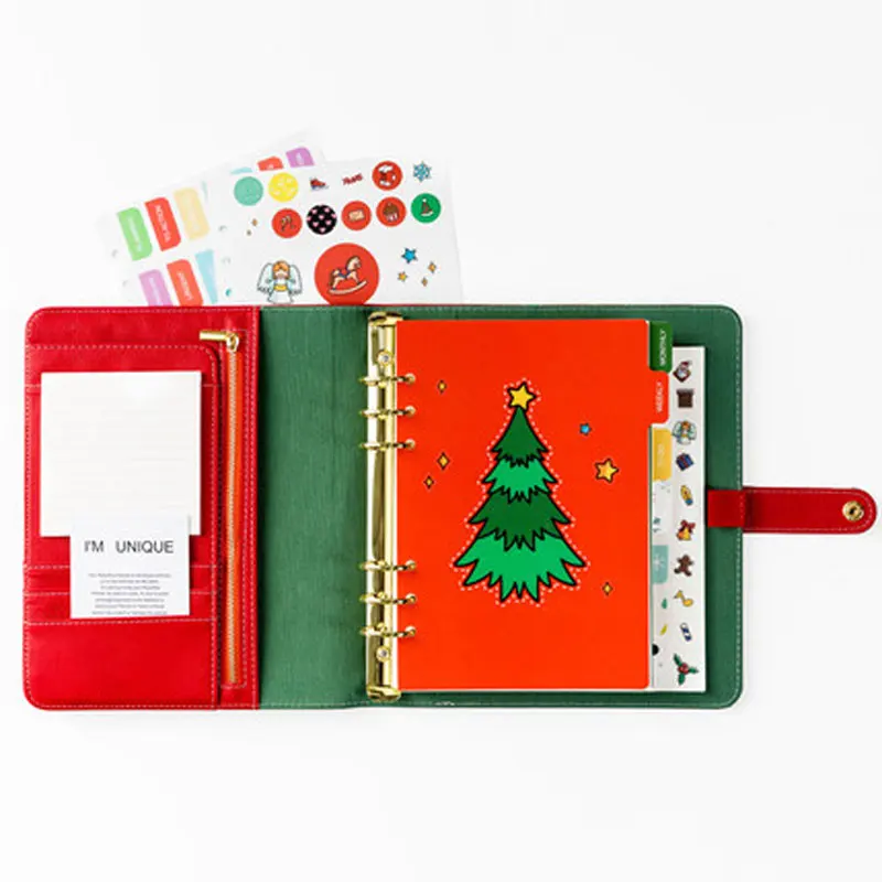 Yiwi New Arrive Christmas Red A5 A6 loose leaf Binder Notebook Creative Dairy