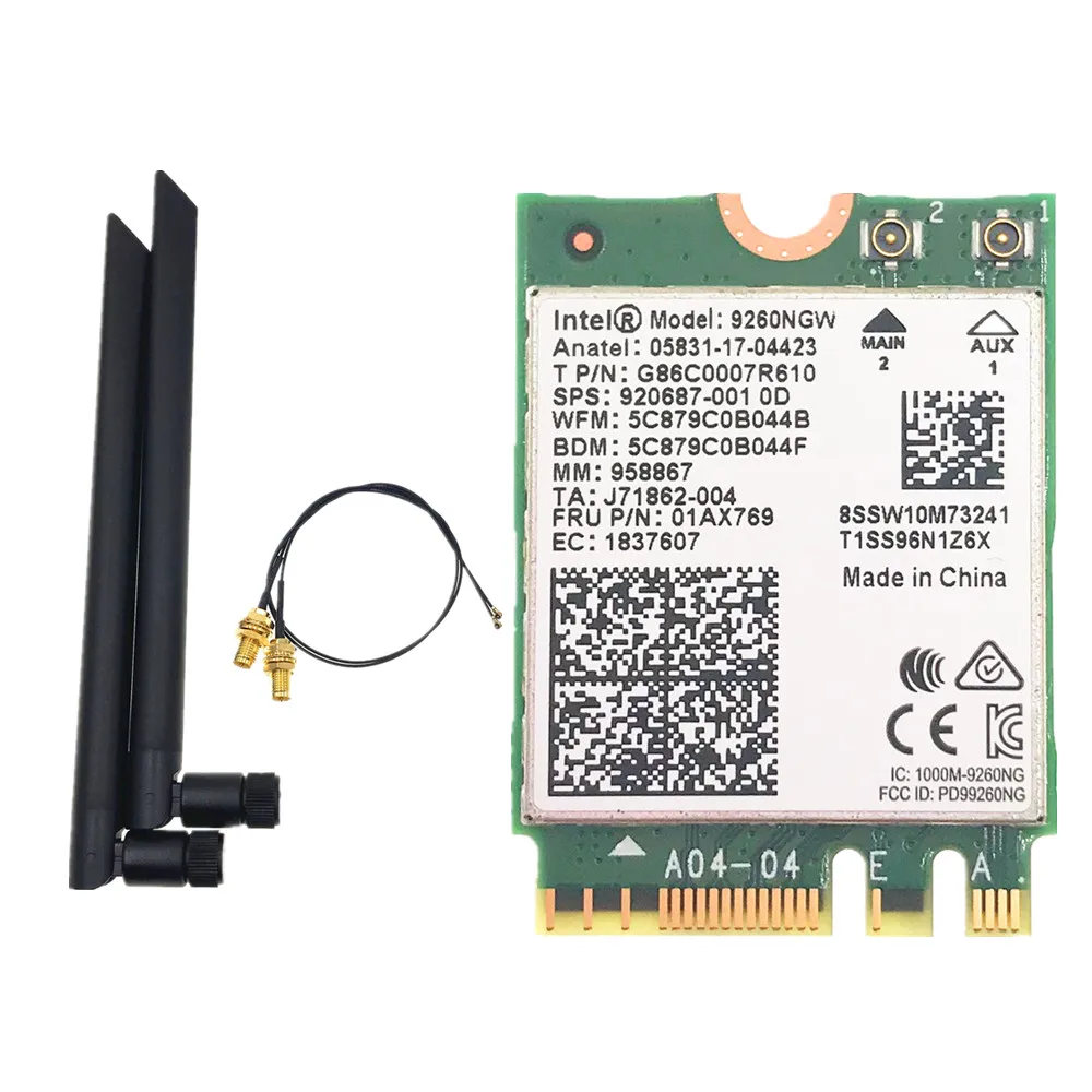Двухдиапазонная Антенна Intel 9260 9260NGW 802.11ac 1730 Мбит/с WiFi + Bluetooth 5 0 6dbi M.2 IPEX MHF4 U.fl|wifi