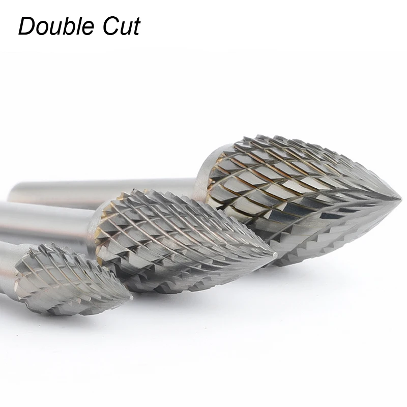 Pointed Tree G 6mm 1/4 Shank Style Mould Carving Grinding Tools Cut  Tungsten Carbide Rotary File Bits Burr Milling Cutter Metal