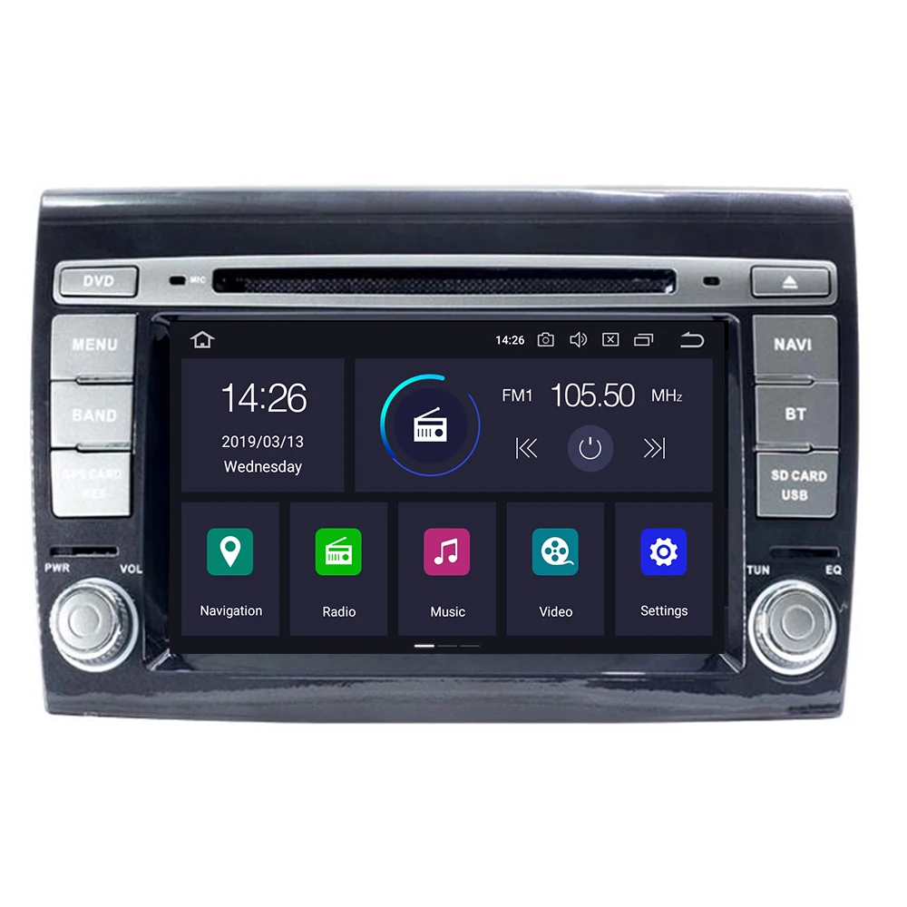 Автомобильный мультимедийный плеер 2 Din Android 10 для Fiat/Bravo 2007 2008 2009 2010 2011 2012 DVD GPS