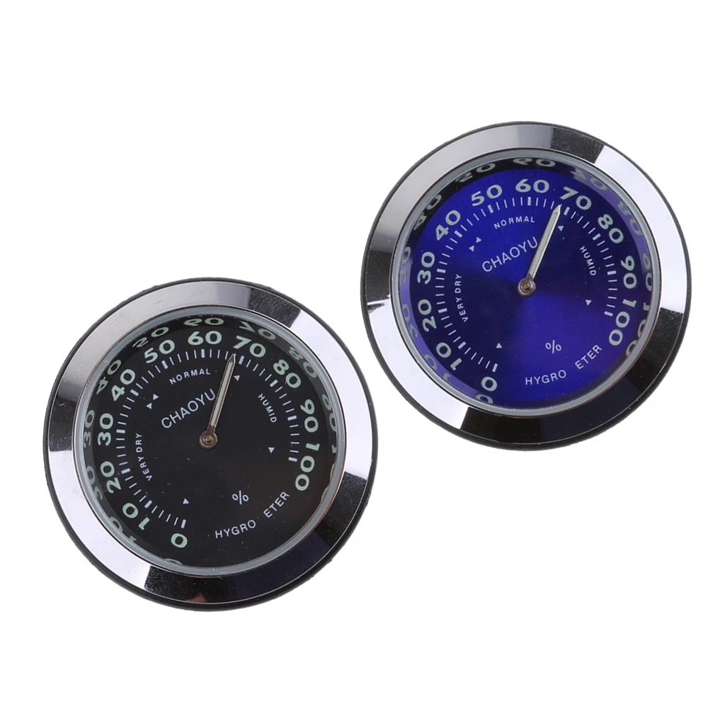 2pcs Car Decoration Clock Auto Hygrometer Decoration Clock Black