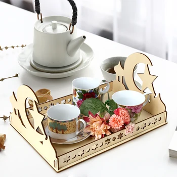 

Lesser Bairam Dessert Tray Wooden Artistic Star Moon Food Fruit Serving Tray Treats Plate Home Gathering Decoration