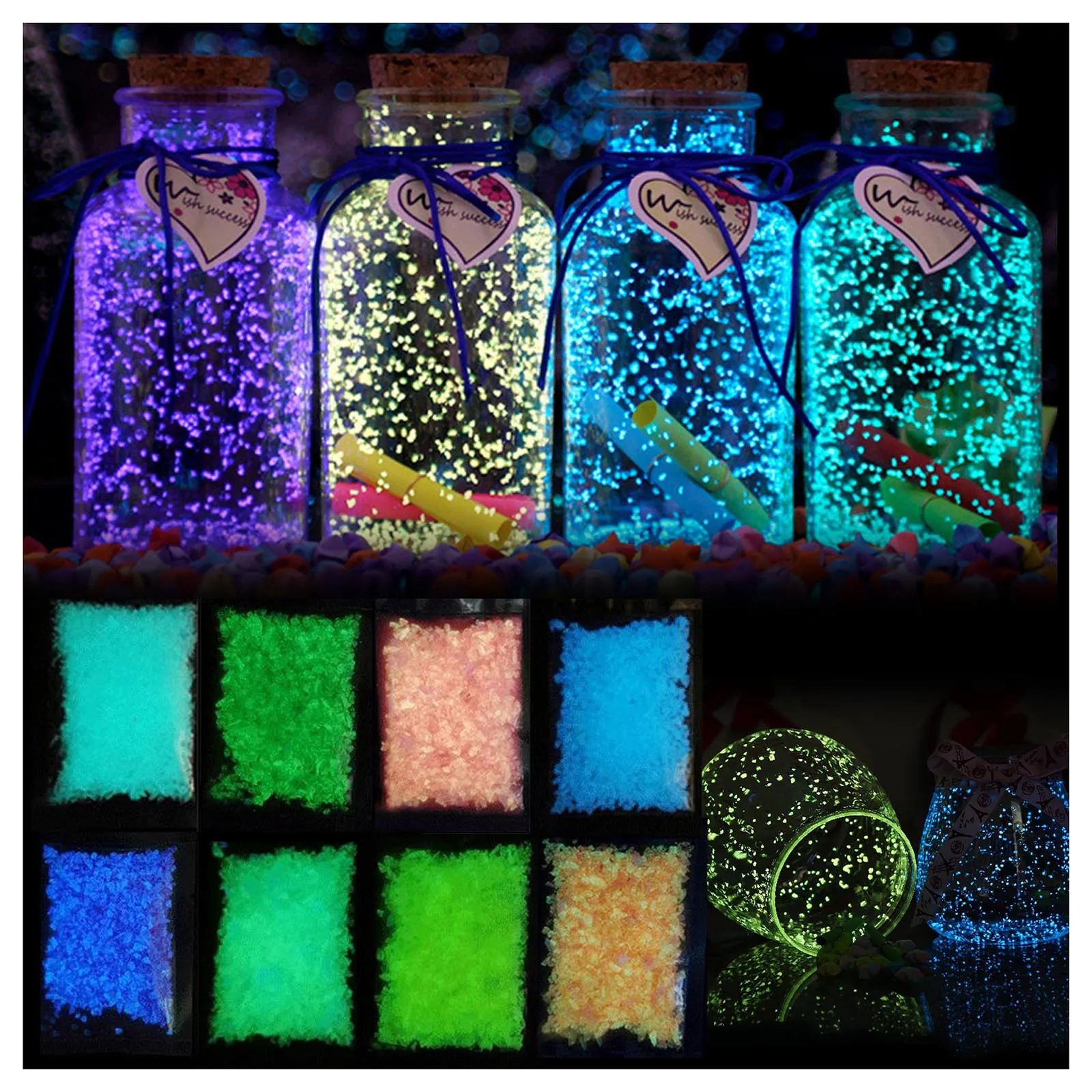 Luminous Glow In The Dark Gravels Garden Yard Decorative Sands 10g Fluorescent Stones for Garden Holiday Party Wish Bottle