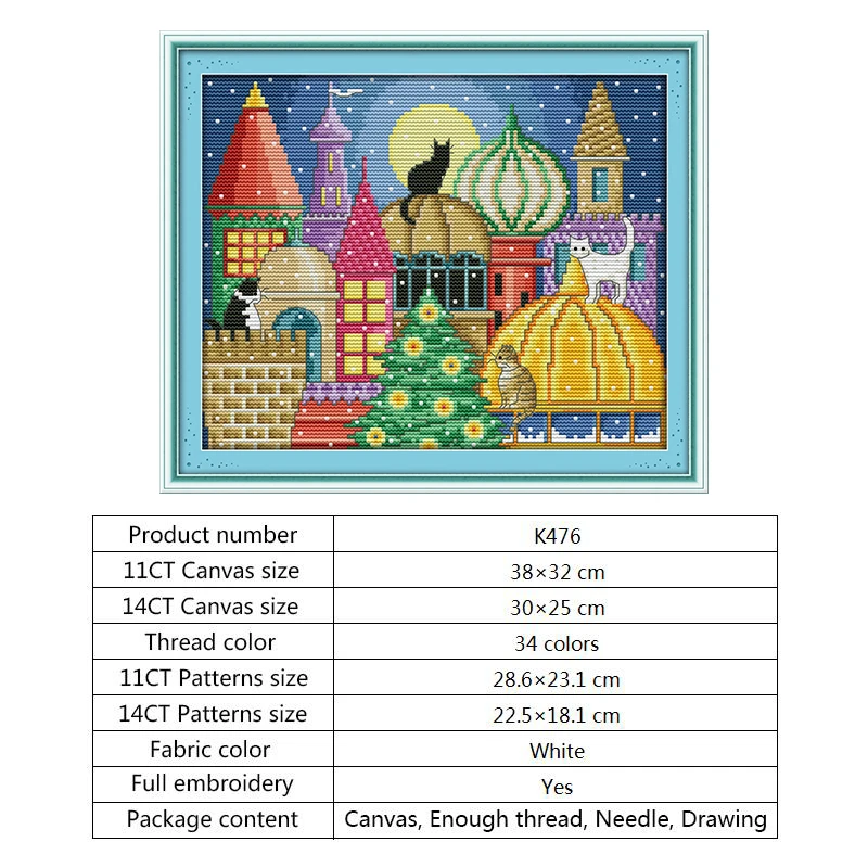 Картина "Кот город" Счетный крест набор 14ct 11ct напечатанный на холсте DMC вышивка нитью Набор DIY рукоделие Наборы ручной работы