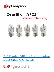 5 or 12PCS E3DV6 Threaded Nozzle Brass 0.2 0.3 0.4 0.5 0.6 0.8 1.0mm for 1.75 or 3.0mm Filament V5 V6 Hotend Extruder 3D