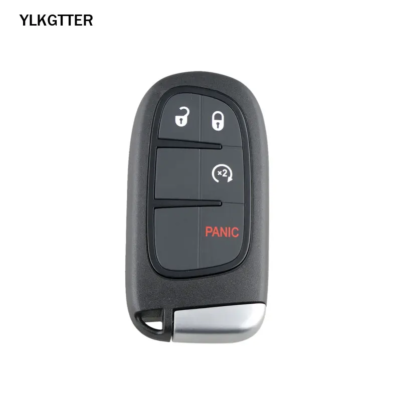YLKGTTER 433 МГц умный дистанционный ключ без ключа Go Fob для Dodge ram FCC: GQ4-54T с 4 кнопками без ключа ID46 чип - Цвет: Black