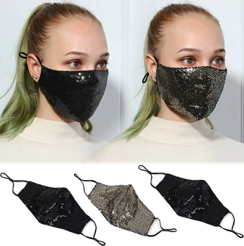 

Party Sequins Women's Ice Cotton Masks Adult Dust Anti flu Masks Fashion Ladies Comfortable Face Masks Breathable and cool D40