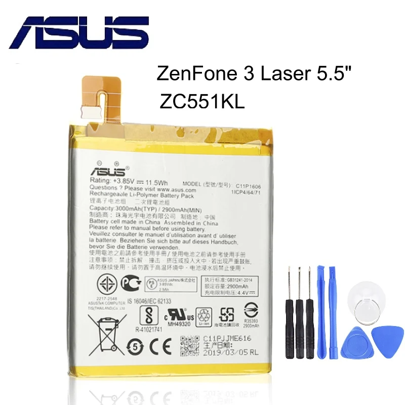 100% новый аккумулятор C11P1606 для ASUS Zenfone 3 Laser ZC551KL 5 дюйма Z01BDB Z01BDA Z01BD Z01BDC 2900/3000 мАч