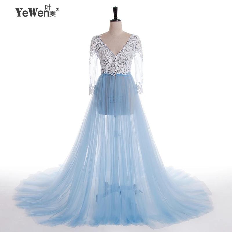 color 305 Кружевное официальное платье для беременных с длинным рукавом, Тюлевое Королевское синее платье для выпускного вечера, вечерние платья размера плюс, вечерние платья - Цвет: color 305