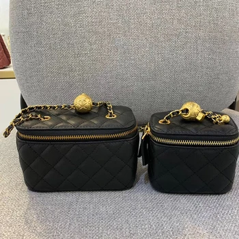 

20 new luxury designer small gold ball box Bag Mini Cosmetic Bag slant chain women's bag
