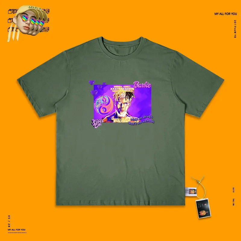 Salute Idol Xxxtentacion хип-хоп певица Паровая волна Ins Exceed Fire настоящая куртка мужская и женская брендовая футболка - Цвет: Army green