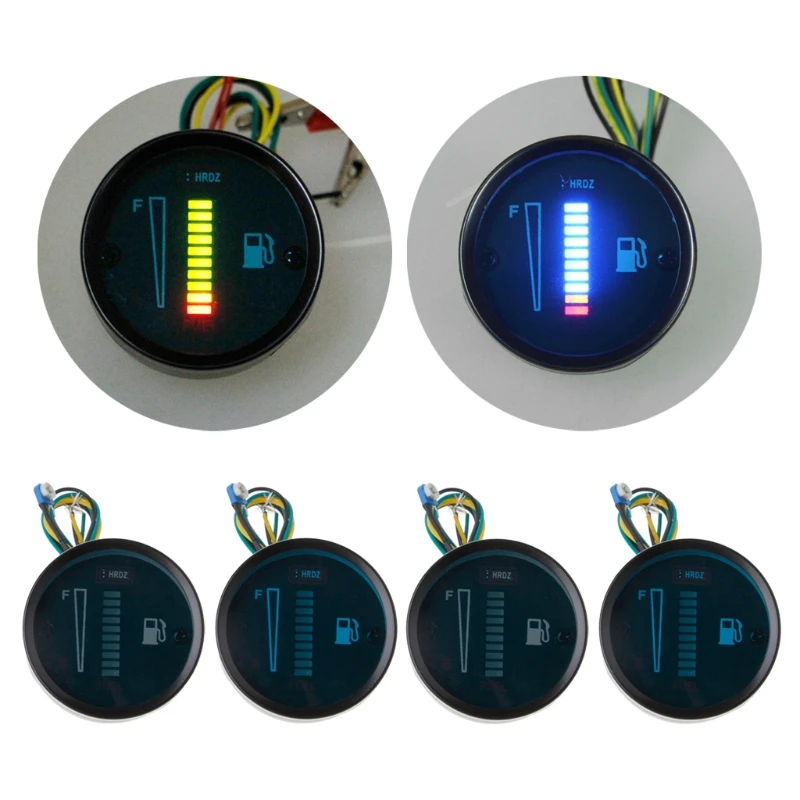 

High Quality 1 Pc 52mm Universal Car Motorcycle Fuel Level Meter Gauge 8 LED Light Display DC 12V / 24V