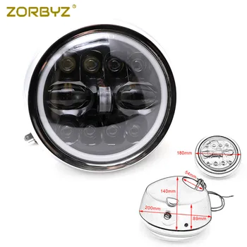 

ZORBYZ 7“ Motorcycle Accessories Chrome Ring LED Front Headlight Head Lamp For Harley Yamaha Honda Triumph Cruisers Choppers