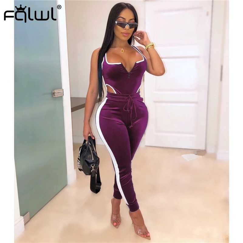 

FQLWL Velvet 2 Piece Set Women Club Outfits Two Piece Set Crop Top and Pants Female Tracksuit Women Suits Ladies Matching Sets