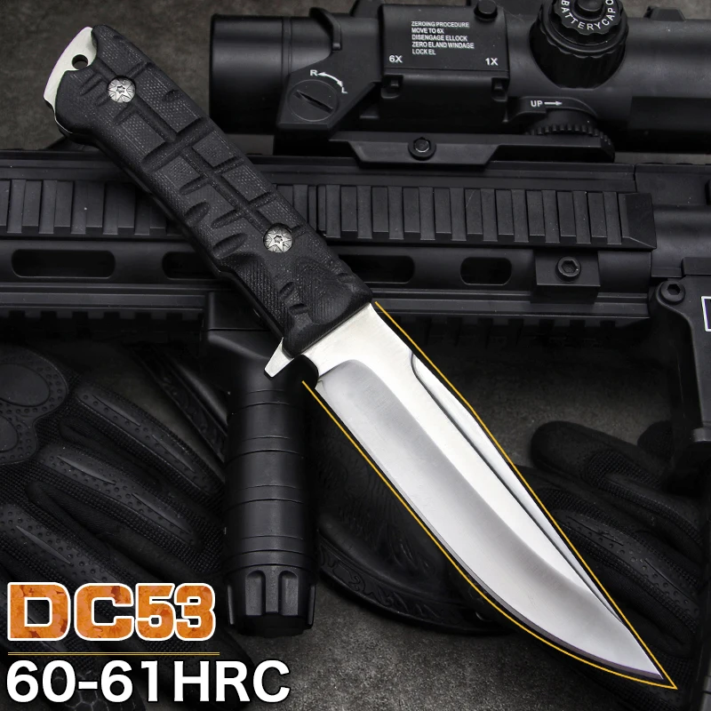 LENGREN G10 ручка высокой твердости DC53 61HRC тактический нож фиксированный инструмент для кемпинга выживания Открытый североамериканский охотничий нож