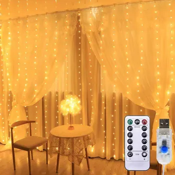 

3M LED Curtain Garland on the Window USB String Lights Fairy Festoon Remote Control New Year Christmas Decorations for Home Room