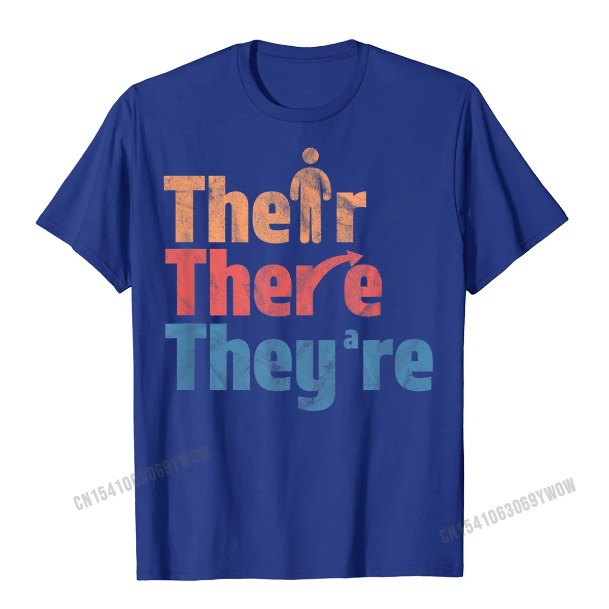 Street Casual Comics Short Sleeve Summer Tops Shirt Discount Round Collar All Cotton Tees Man Tshirts Wholesale Their There Theyre Funny English Teacher Gramma Police T-Shirt__1020 blue