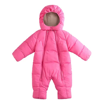 

TELOTUNY Winter Plus velvet warm thick Hooded rompers infant Baby Boy Girl Snowsuit Zip solid Jumpsuit Hoodie Costume ZA23