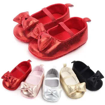 

2019 New born Cute Princess Baby Girls Soft Crib Shoes Moccasin Prewalker Soft Sole Bowknot Shoes bebek ayakkabi 0-18M