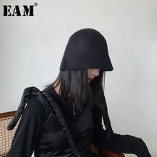 [Eam] feminino breve lã preto pescadores chapéu nova cúpula redonda temperamento moda maré all-match primavera outono 2020 1n772(China)