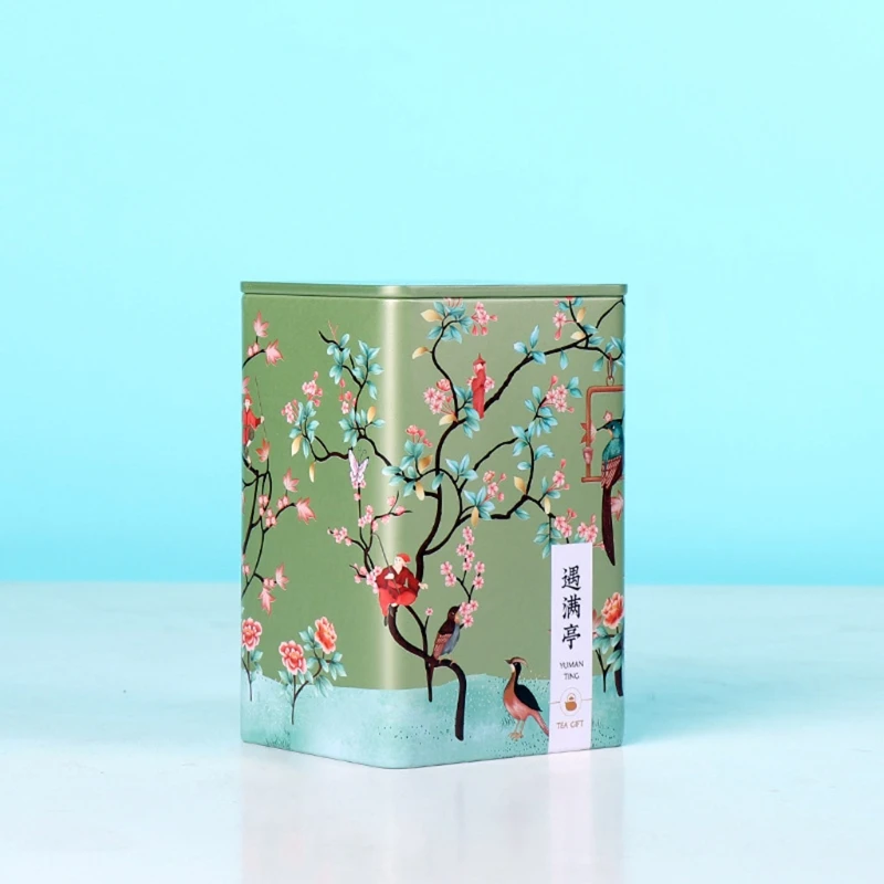 Square plum tea Box Tea Container Snack Storage Box Metal Candy Cans Vintage Kitchen Sealed Canister Chinese Style Tea