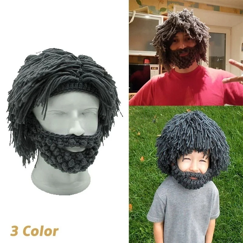 Вязаная мужская зимняя вязаная шляпа с усами Beanies Face Tassel маска велосипедиста лыжные теплые шапки забавная шапка подарок