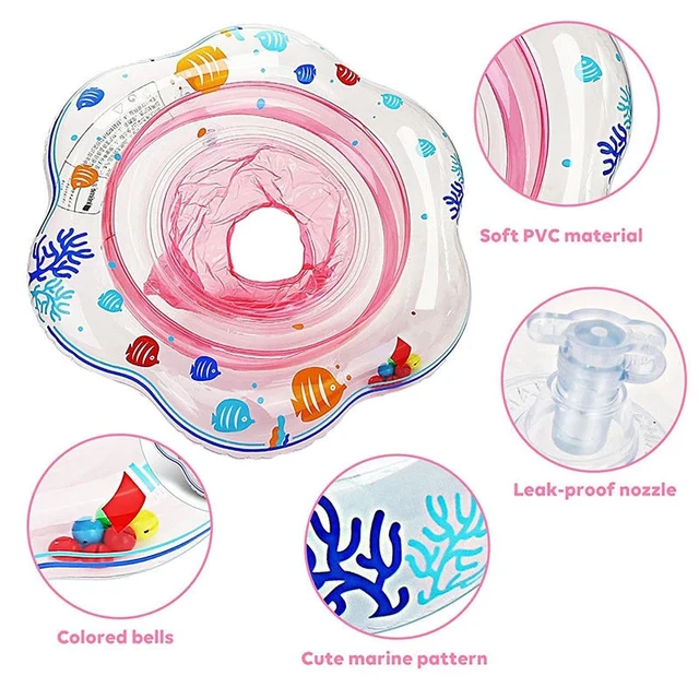 Kids Baby Swimming Ring Durable Inflatable Float Seat Swim Circle With Dual Handle For Baby Toddlers Pool Bathtub Accessories 4