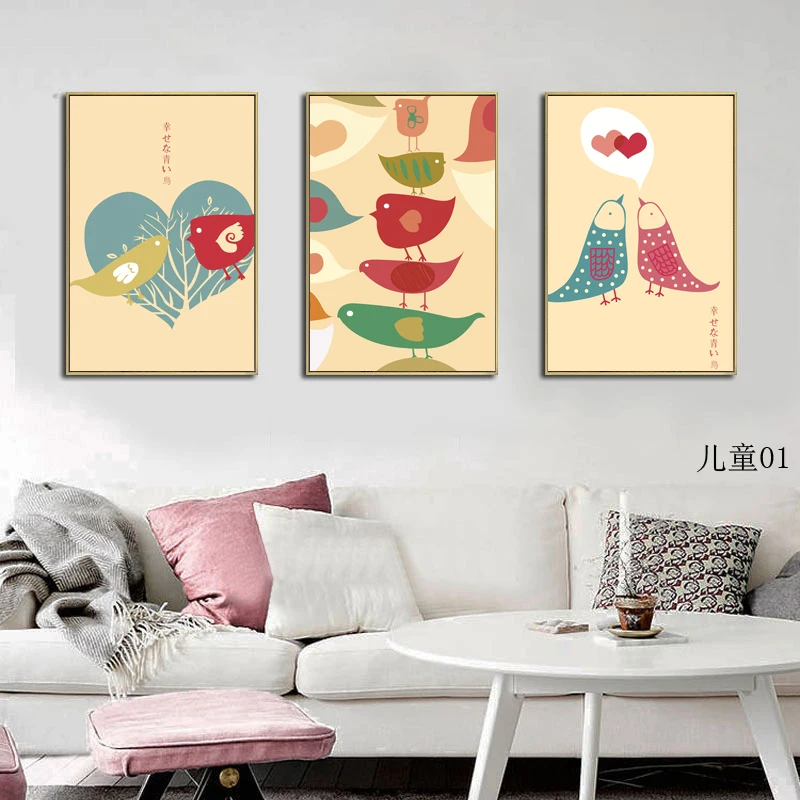 

Nordic Cartoon Design Kindergarten Girls Children Cartoon Zebra Canvas Art Painting Living Room Decoration Painting