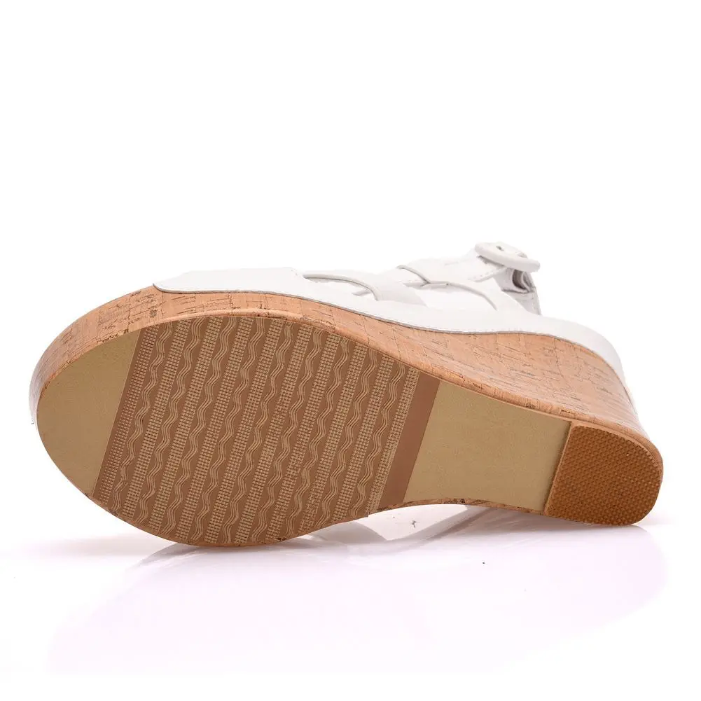 2021 New Women Wedge Sandals Summer Platform White Black Buckle Strap Peep Toe Thick Bottom Casual Ladies Roman Shoes H0163