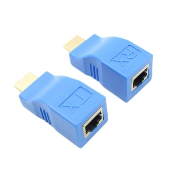 

Hdmi Extender to Rj45 Lan Network Extension Transmitter Receiver Tx Rx Cat5E Cat6 Ethernet Cable V1.4 30M 4K Hd Tv 1080P