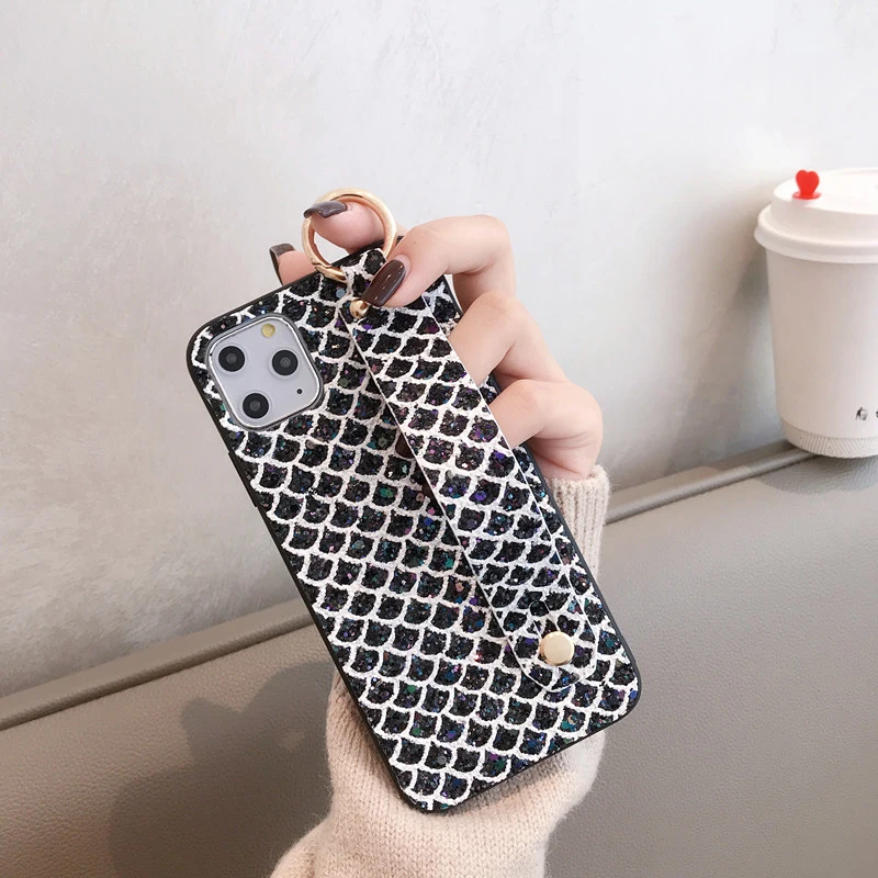 Ремешок на запястье чехол для телефона с блестками весы крышка для Xiaomi mi 8 Lite 9 SE 9T F1 CC9 CC9e A2 A3 Red mi 6 7 7A Примечание 6 7 8 Pro K20 Coque
