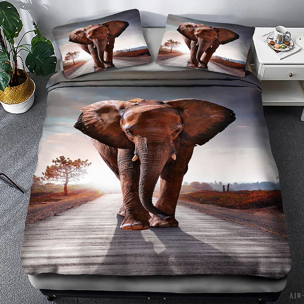 Elephant Family Bedding Sets Wild Animals Duvet Cover Luxury Comforter