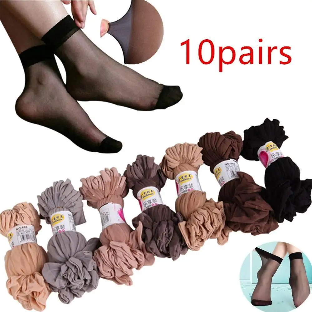 

10Pair wholesale Women Socks Elastic Ultra-thin Transparent Short Socks Crystal Socks high elastic skin color nylon short socks