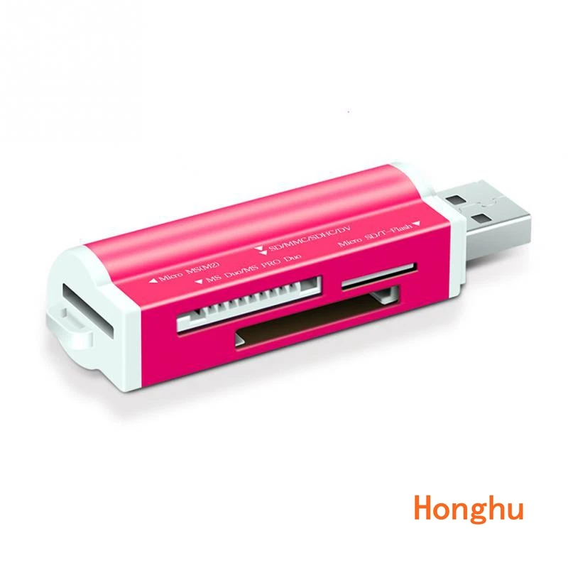 Blue//Gold//Red//Black//Pink USB 2.0 All in 1 Multi Card Reader for Micro SD TF M2