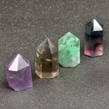 1,5 дюймов натуральный аметист точка флюорита Sceptres палочка Чакра Исцеление Кристалл Камень «reiki» резные ремесла Декор с бесплатным мешочком