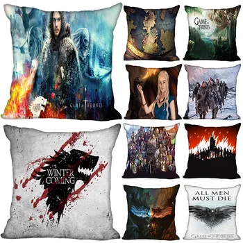

HEARMNY Game of Thrones Pillowcase Bedroom Home Decorative Gift Pillow Cover Square Zipper Pillow Cases Satin Soft Fabric