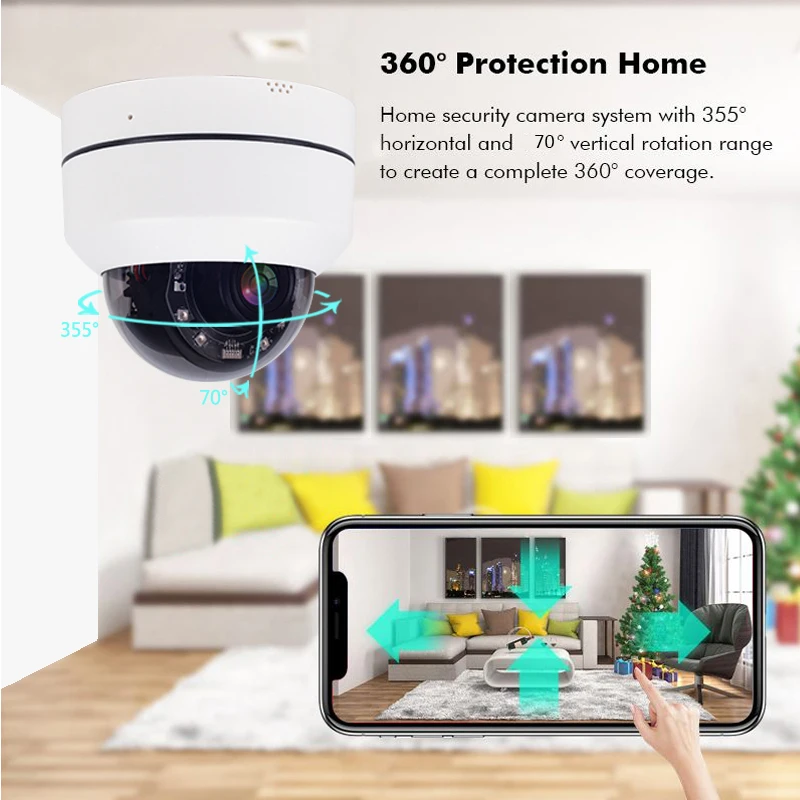 5MP WiFi PTZ Камера Крытый функции панорамирования, наклона и 4xzoom высокое Разрешение 3MP 5MP Беспроводной Инфракрасный CMOS IP купольная Камера приложение CamHi возможностью погружения на глубину до 30 м ИК