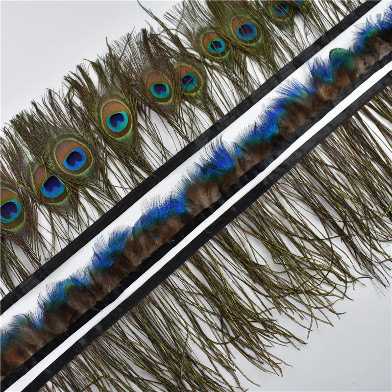 La frangia di piume di pavone all'ingrosso rifila il nastro blu pavone naturale decorazione natalizia accessori da sposa guarnizioni per cucire fai da te - immagine 5